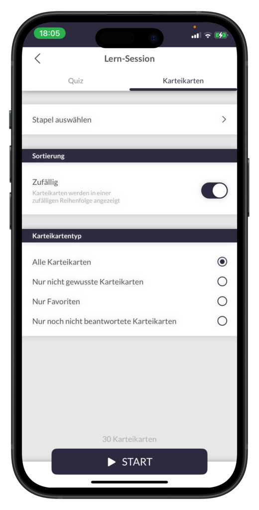 PRINCE2® Exam Trainer Lern App Lern-Session