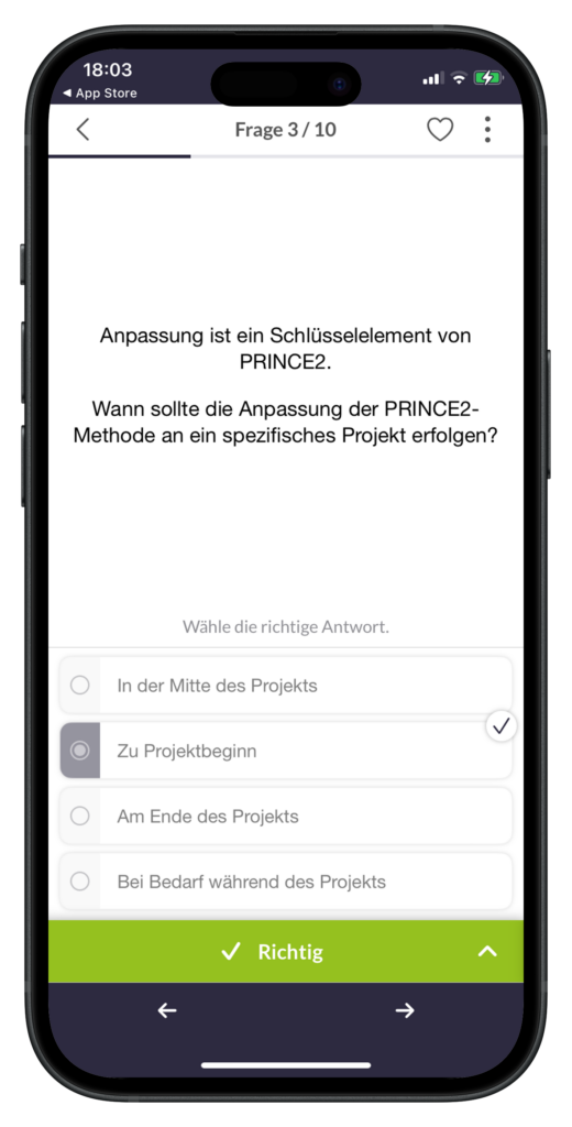 PRINCE2® Exam Trainer Lern App Quizfragen