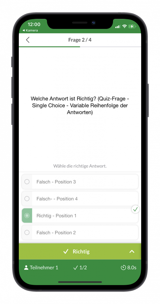 Live-Event spielen - Lernende - Quizfrage - Auswertung (App)_iphone12